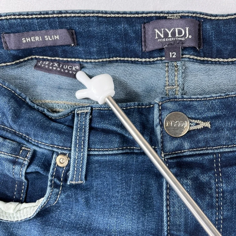 NYDJ‎ Sheri Slim Jeans Lift Tuck Technology Dark Wash Stretch Denim Size 12